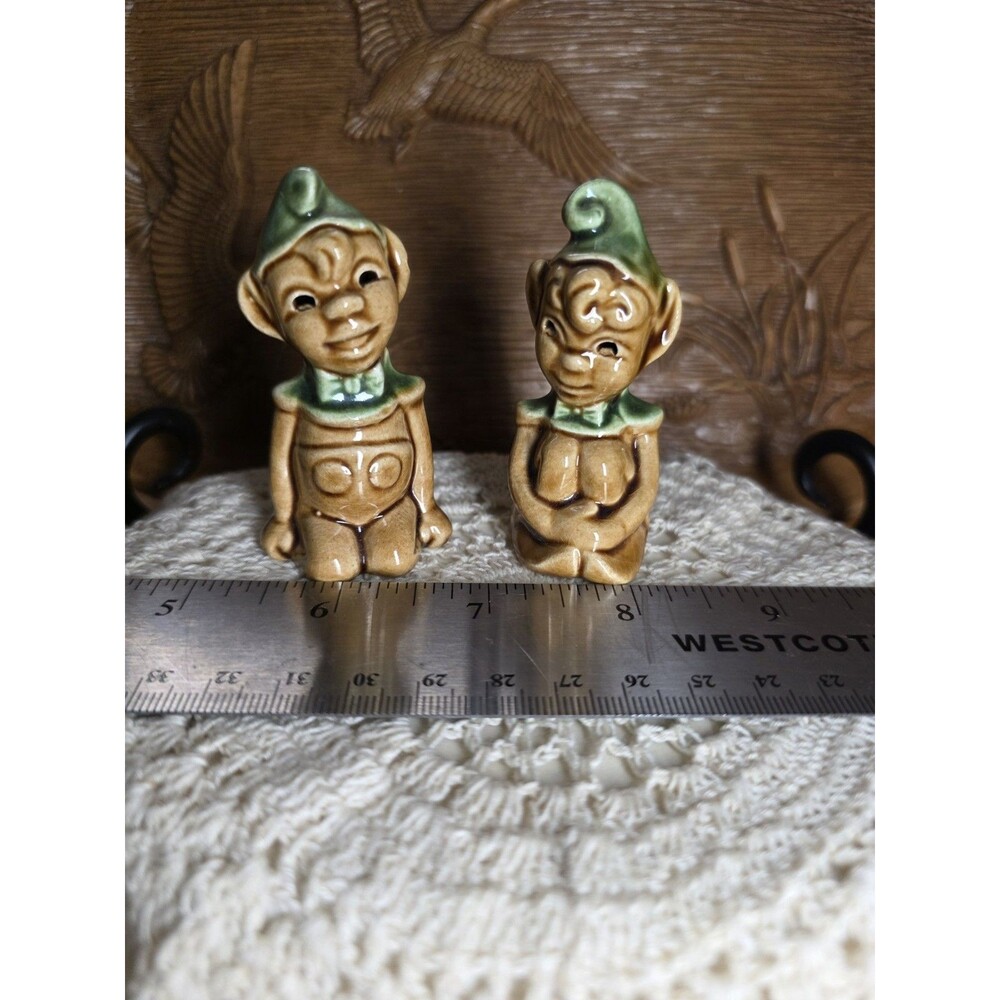 Vintage 1950s Arcadia Ceramics Pixie Elf Salt and Pepper Shakers Set Mid Century